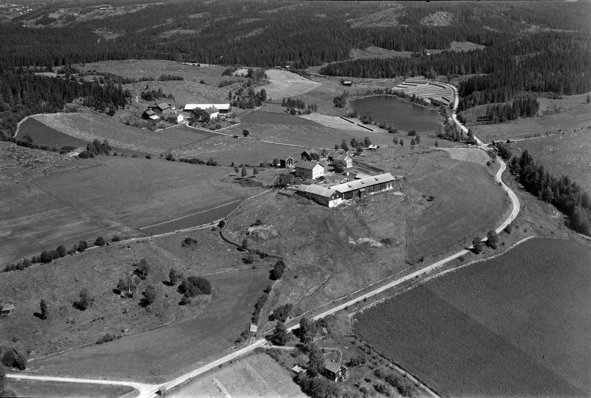 Widerøes Flyveselskap A/S, Flyfoto av Kinne nedre og øvre, Kinntjernet, Brøttum, Ringsaker.