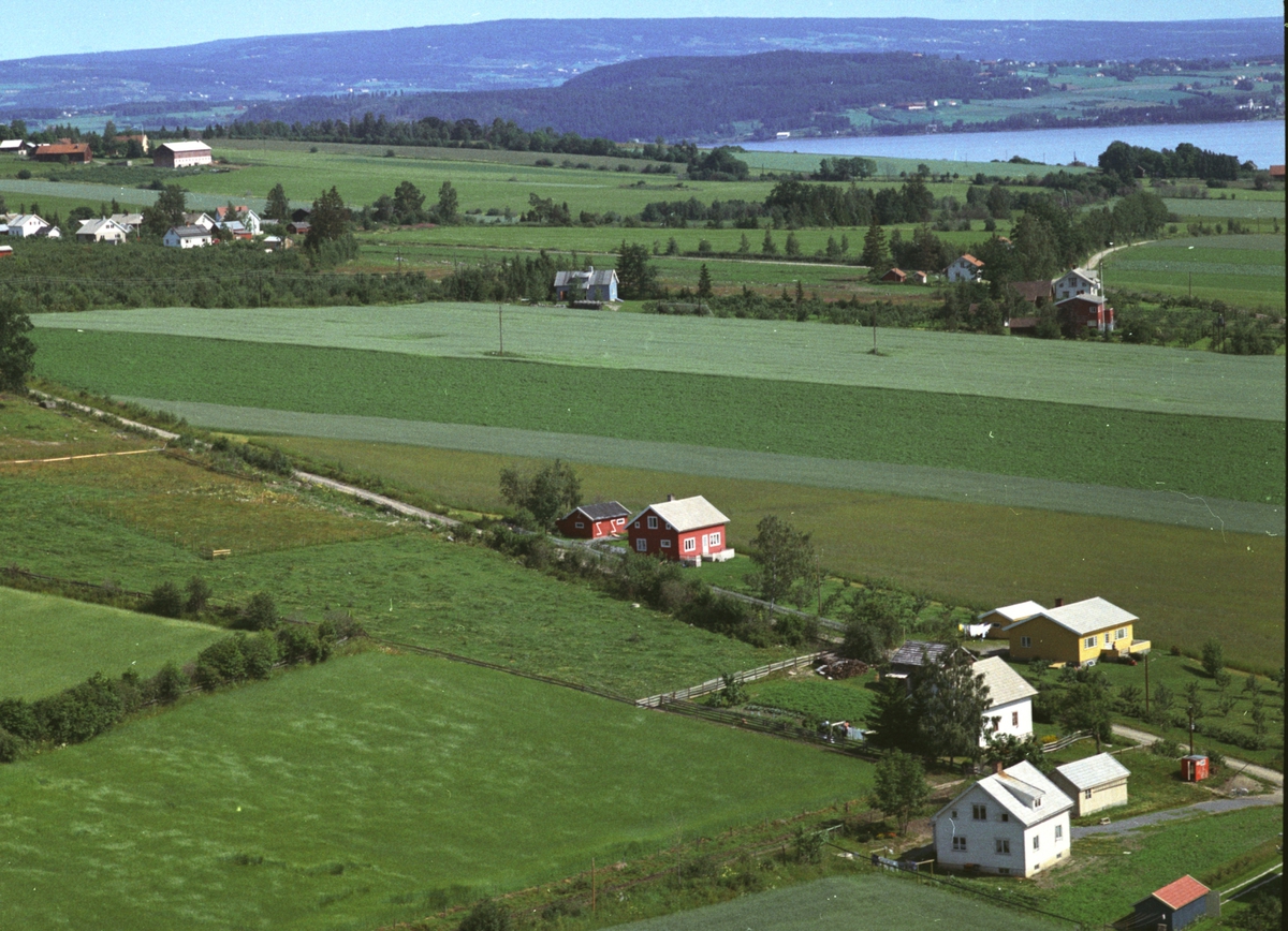 Widerøes Flyveselskap A/S, Flyfoto, Tingnes, bebyggelse, Gamlevegen, Nes, Hedmark.