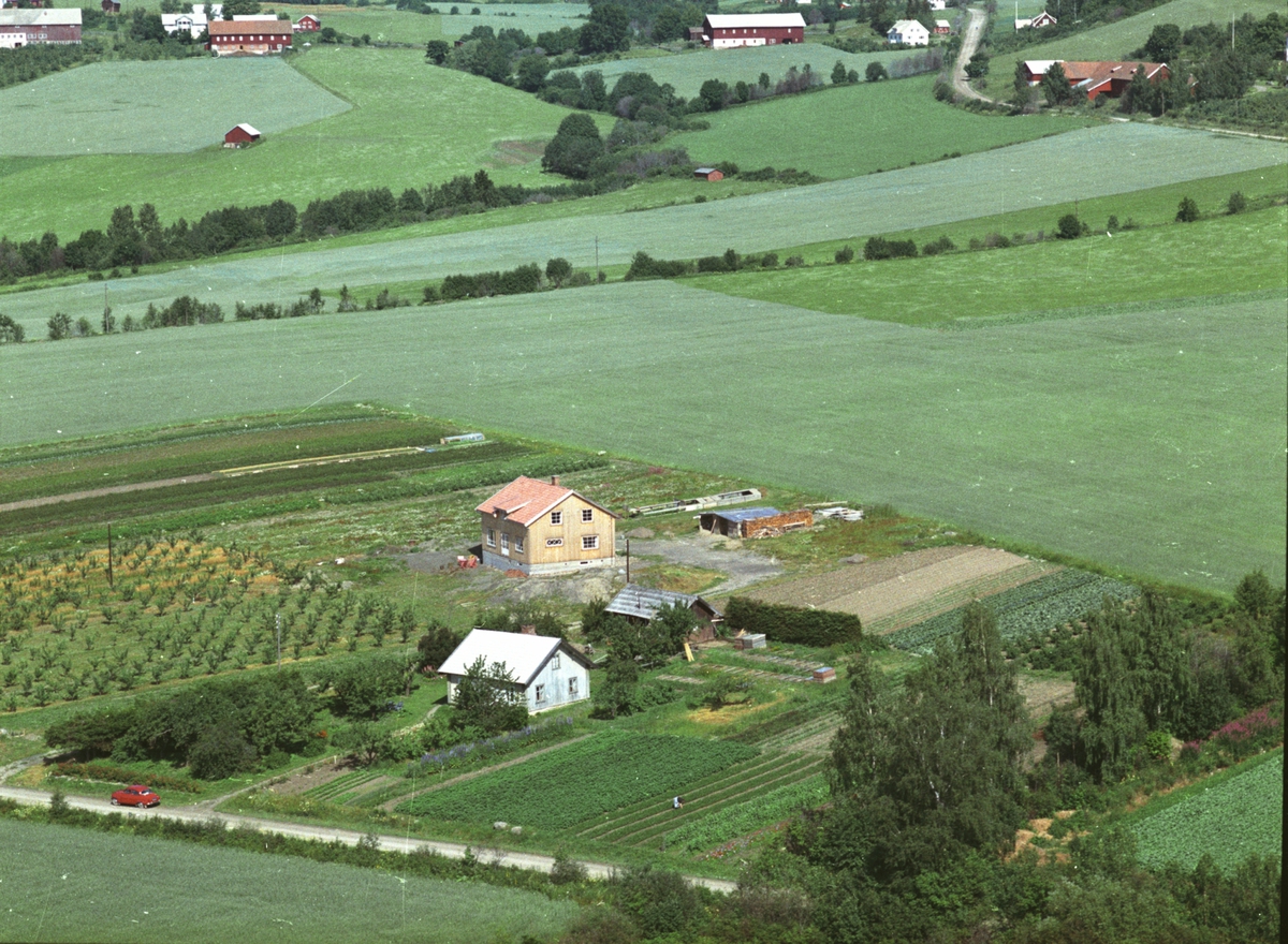 Widerøes Flyveselskap A/S, Flyfoto, småbruk, Herberg, Nes, Hedmark.