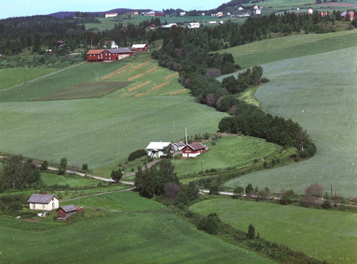 Widerøes Flyveselskap A/S, Flyfoto, småbruk, Bekkelund, Nes, Hedmark.