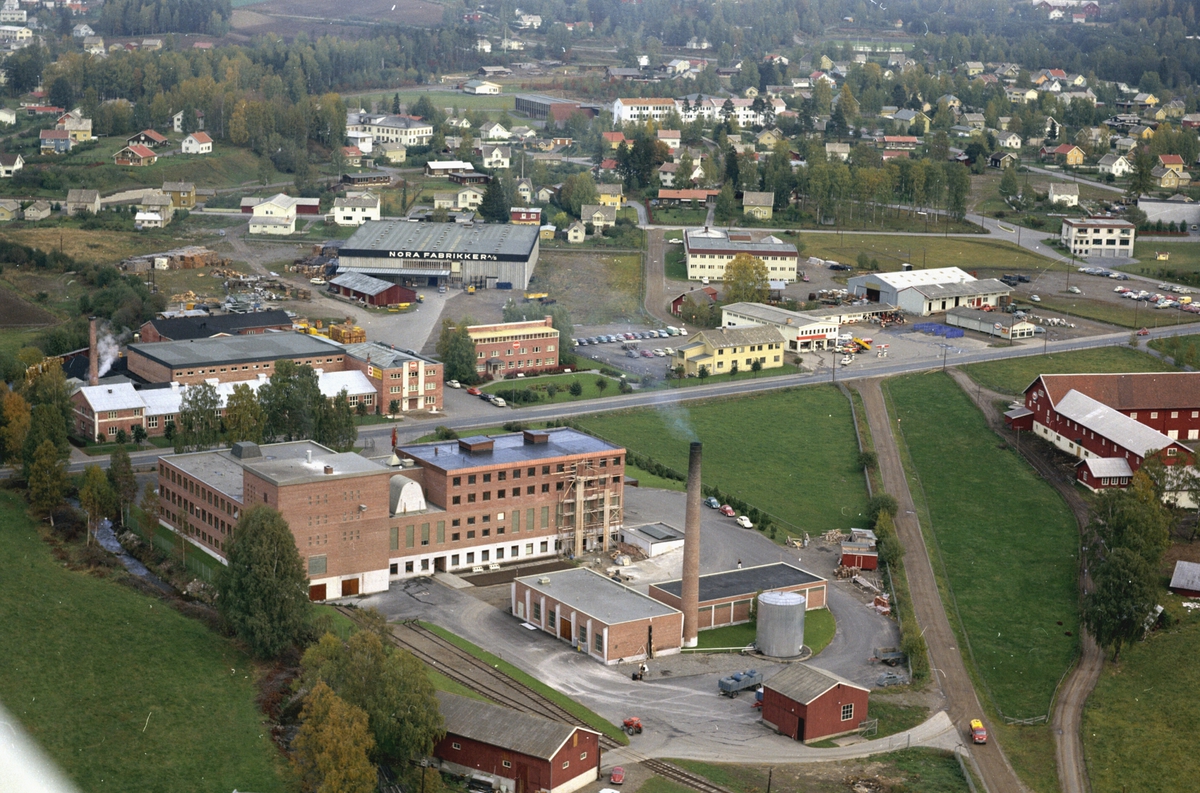Widerøes Flyveselskap A/S, Flyfoto, Hedmark tørrmelk, Brumunddal, Ringsaker.