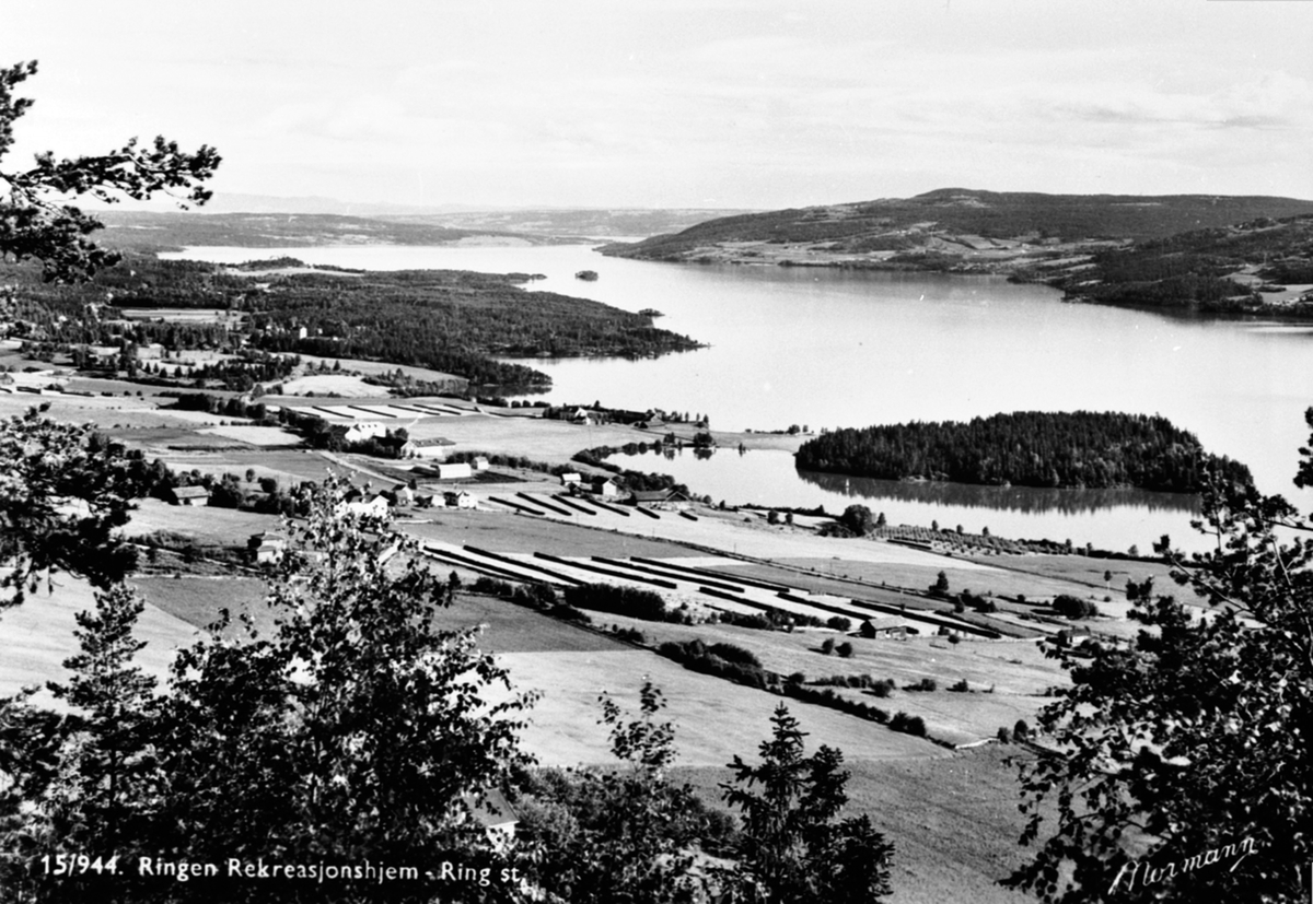 Anno Domkirkeodden, Utsikt fra Ringen Rekreasjonshjem mot Mjøsa, Statens Hagebruksskole Vea, Ringsaker.