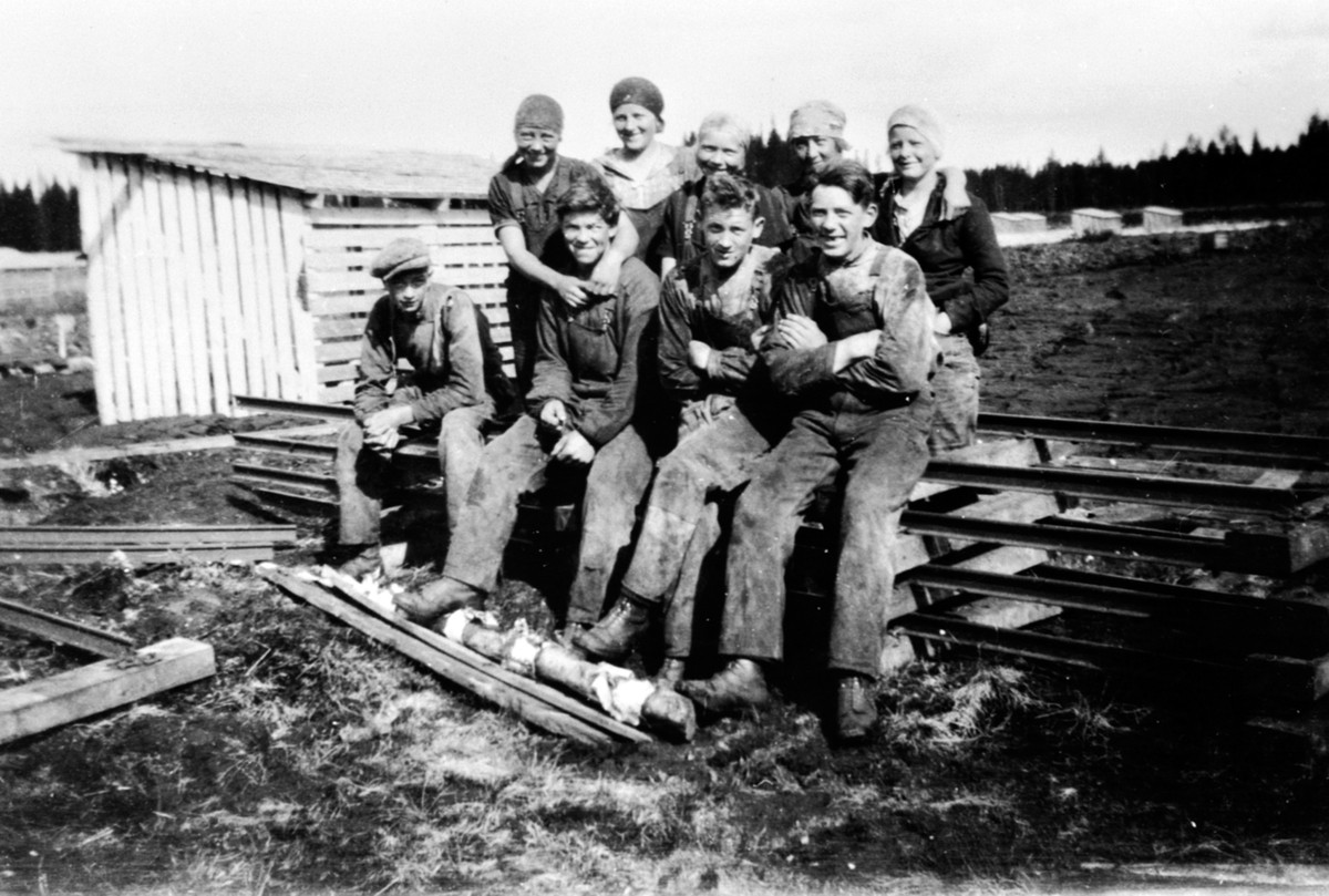 Anno Domkirkeodden, Gruppe arbeidere på torvmyra ved Høsbjør, Furnes, Ringsaker.