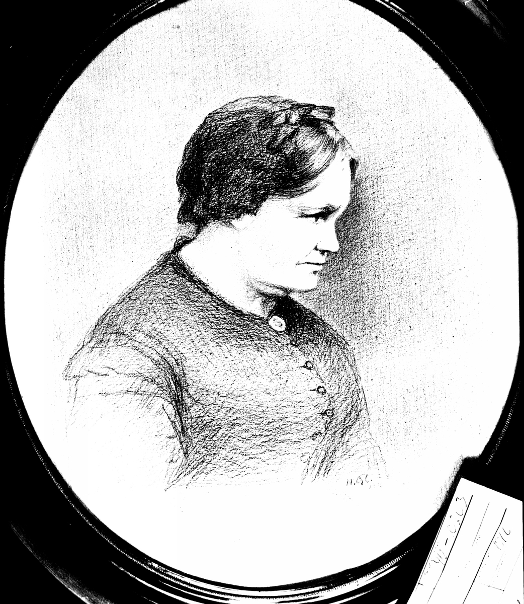 Anno Domkirkeodden, Tegnet portrett av Pauline Jacobsdatter Hoel (1810-1892). Hovinsholm, Helgøya.