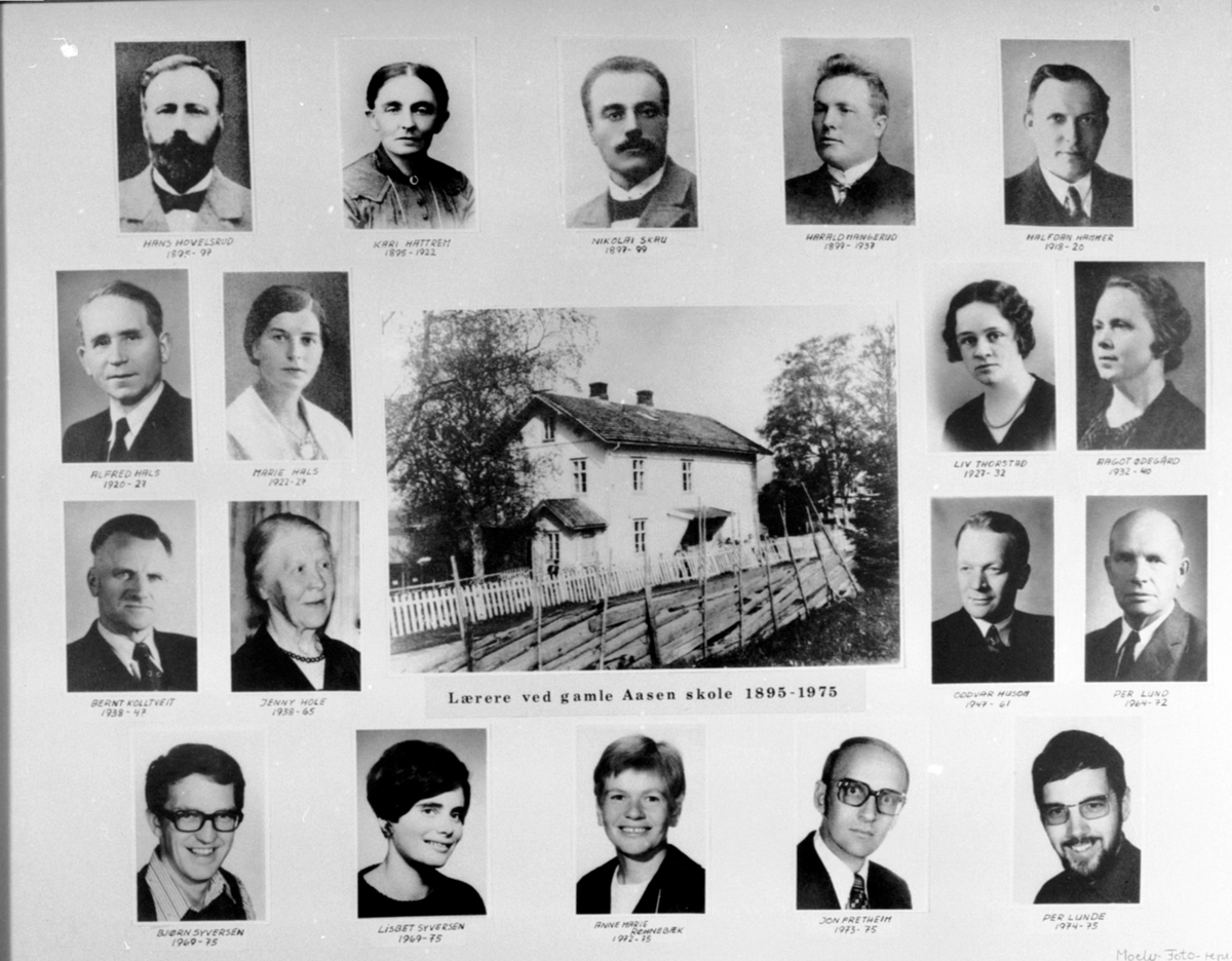 Anno Domkirkeodden, Åsen skole, Åsmarka, Ringsaker. Montasje, skole og lærere 8895 - 1975 .