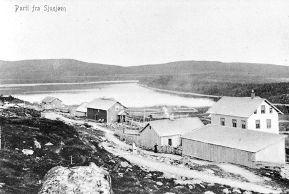 Anno Domkirkeodden, Parti fra Sjusjøen, fjellstue, postkort.