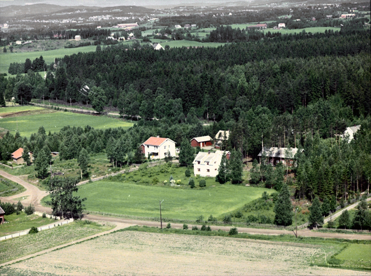 Widerøes Flyveselskap A/S, FLYFOTO, HØYRE SKAU 211-32, VENSTRE TOMT NR 13, HORNMOFELTET 211-42, ILSENG