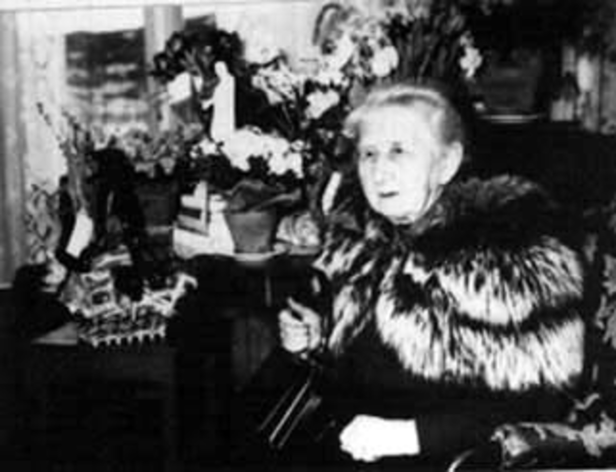 Normann Helger, PORTRETT: OLGA HESTNES 90 ÅRSDAG?, INTERIØR: STUE MED BLOMSTEROPPSATSER, ESPA