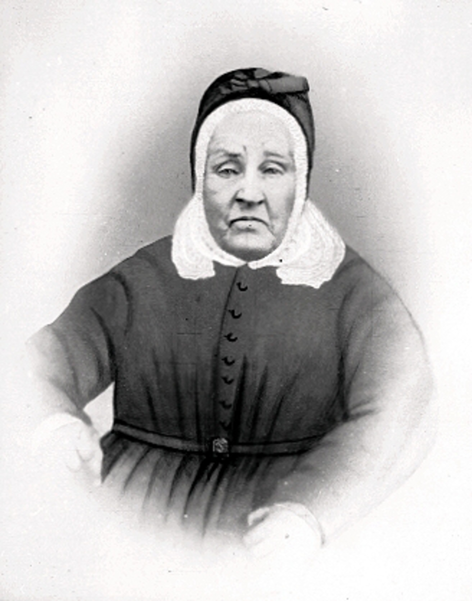 Anno Domkirkeodden, INGEBORG MADSDATTER NØTTESTAD 1783 - 1868, GIFT MED OLE OLSEN BOLSTAD HVERVEN, HODEPLAGG