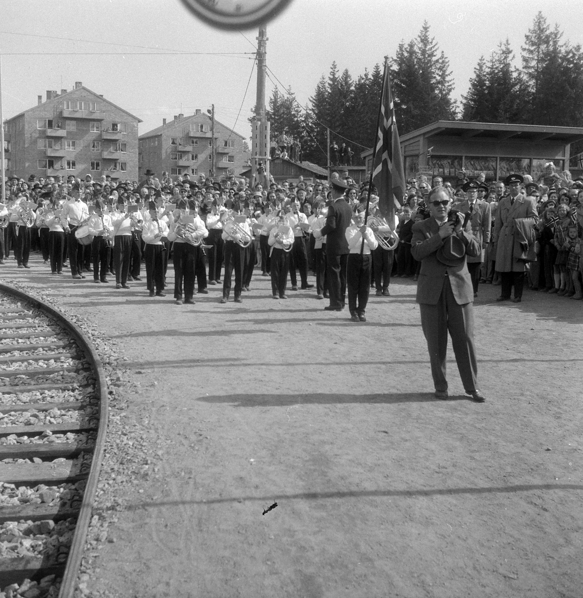 Adolf Skjegstad, Lambertseterbanen, åpning 28.04.1957. Musikkorps, guttemusikk,