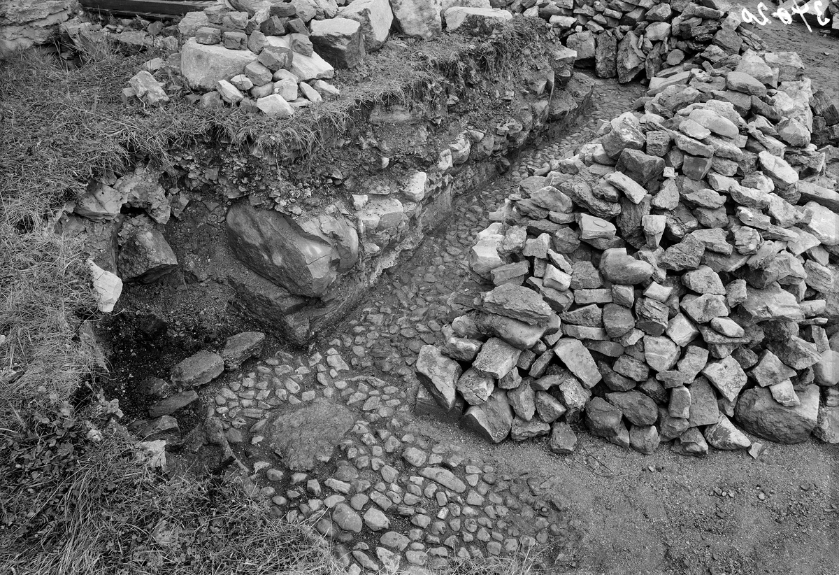 Anno Domkirkeodden, HAMAR BISPEGÅRD, HAMARKAUPANGEN, DOMKIRKEODDEN, TVERRBYGNINGEN, ARKEOLOGI, 13. 10. 1948, FOTO 26.