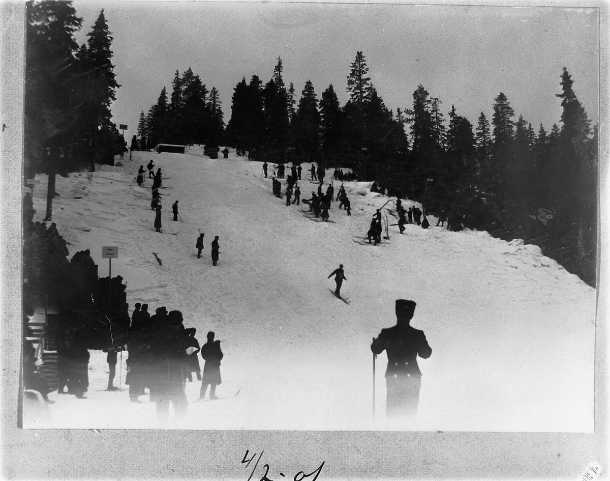 Johan Albert Steen, HOLMENKOLLEN, SKIRENN, OVERSIKT, HOPPER I UNNARENNET, 4-2-1901.