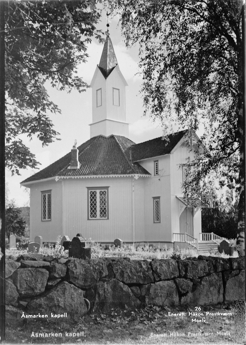 Håkon Prestkværn, ÅSMARKA KAPELL, ÅSMARKEN, Ringsaker. Postkort.