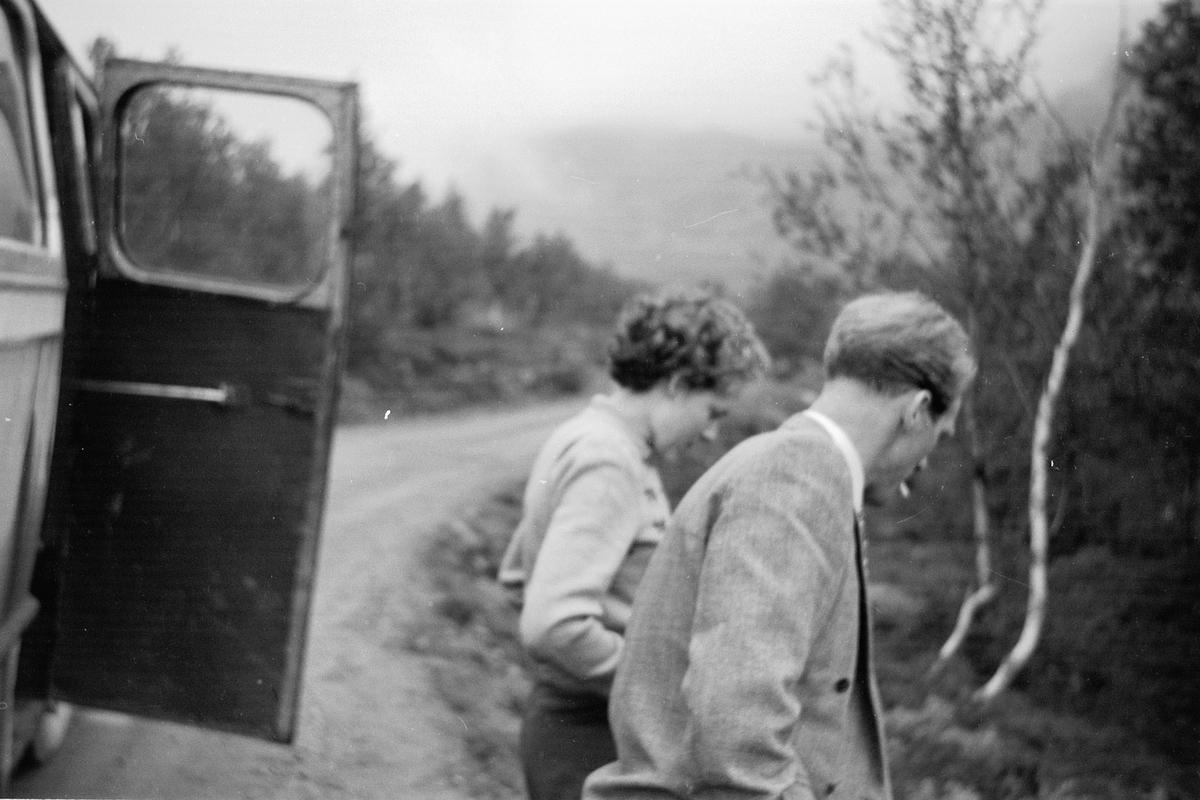 Håkon Prestkværn, D-2968, BUSSTUR FRA MOELV. Ukjent kvinne og mann.
