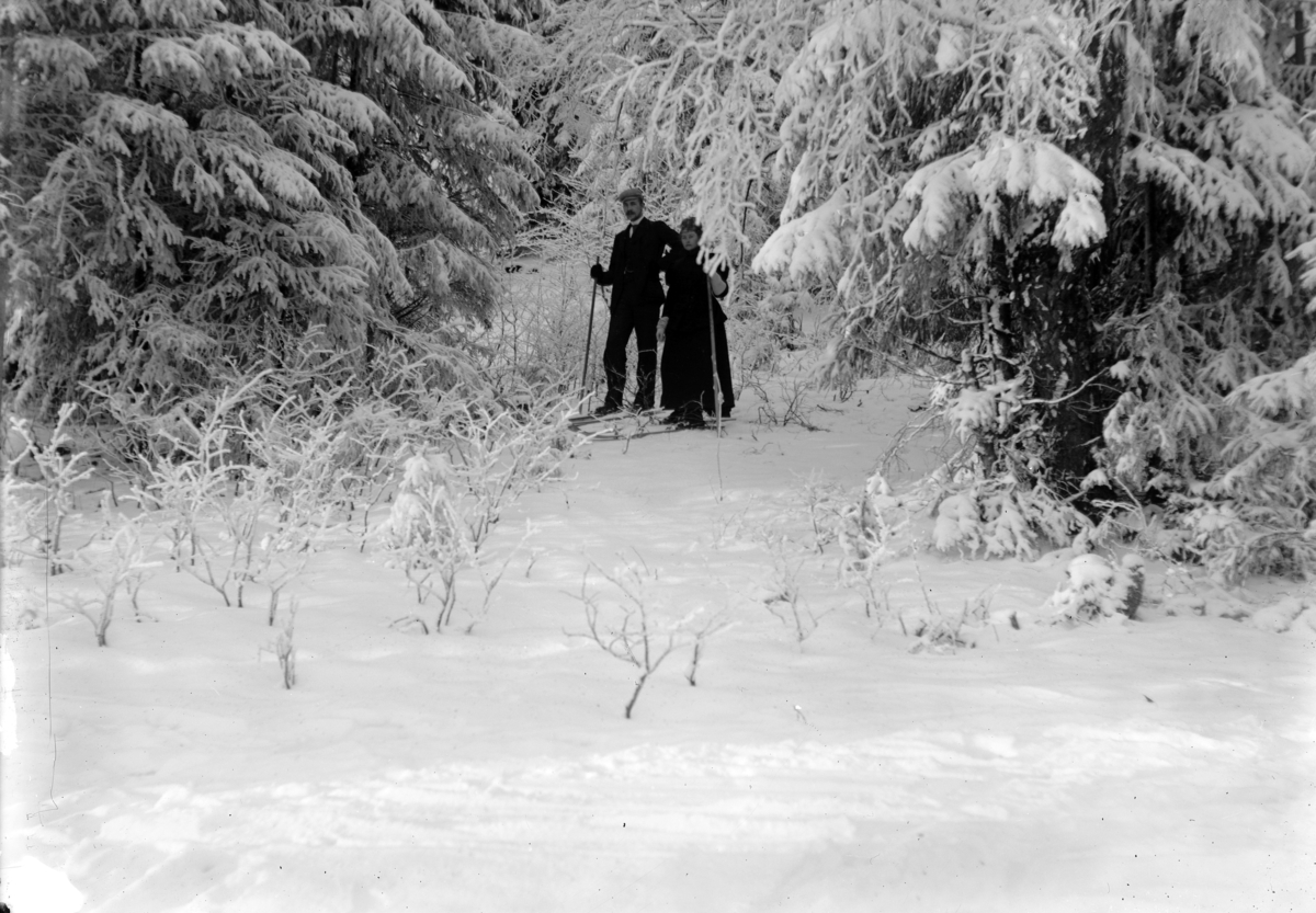Martin Finborud, Ukjent mann og kvinne på ski i skogen.