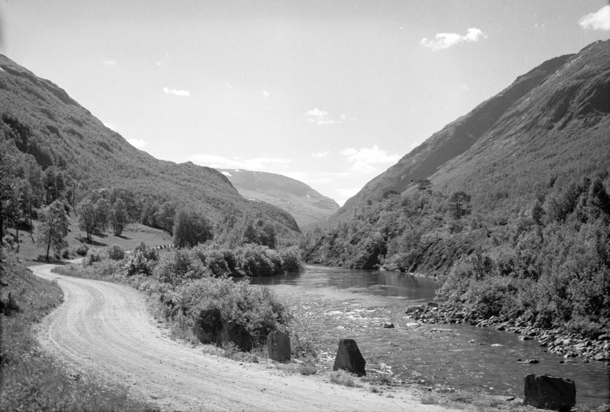 Håkon Prestkværn, Drivdalen opp mot Dovrefjell, Driva. Landskap, veg, stabbesteiner.